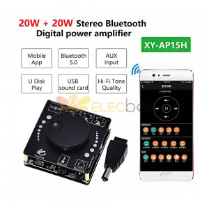 XY-AP15H bluetooth 5.0 10W/15W/20W Stereo Power Amplifier Board Mobile Control APP 12V/24V High Power Digital Amplifier Module