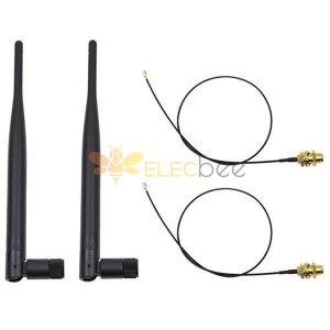 20 Stück 3 dBi 2,4 GHz 5,8 GHz Dualband-WLAN-RP-SMA-Antenne + 2 x 35 cm U.fl/IPEX-Kabel