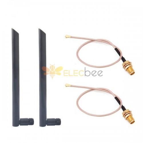 Dual Band 5dBi Antena Conector macho RP-SMA con cable IPX/U.fl