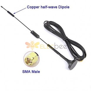 Antena de pato de goma de 20 piezas de 433 MHz, SMA macho de media onda con antena dipolo de Base magnética