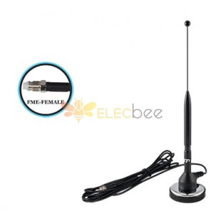 Auto Cell Antenna, 2" Magnet Base, 11" Long, 10ft Cable, FME Connector