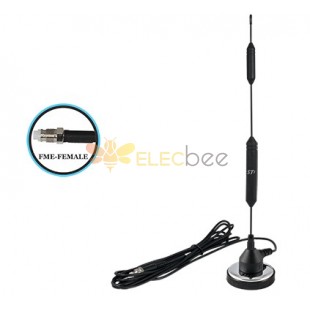 Auto Cell Antenna, 2" Magnet Base, 14" Long, 10ft Cable, FME Connector