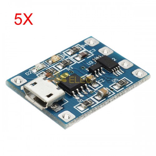 5Pcs Micro USB TP4056 Charge And Discharge Protection Module Over Current Over Voltage Protection 18650