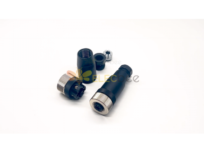 M12 Connector Video - M12 4 Pin A-Coding Female Plug Screw-Joint for Cable
