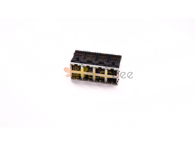 Vidéo du connecteur RJ45 : Connecteur RJ45 8 broches femelle R/A 8 ports plaqué or avec blindage et LED pour PCB