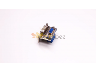 DVI Connector Video: DVI 24+1 Female to VGA Female 15 Pin Connector 90° Stacked Type