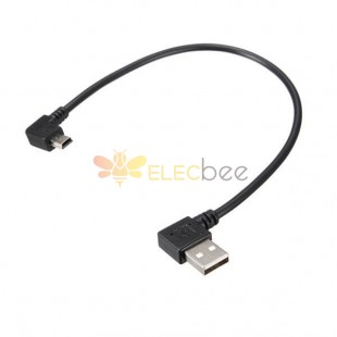 20 unidades de cabo USB de 90 graus tipo A a cabo Mini B linha de transferência de dados 0,5 m 50cm