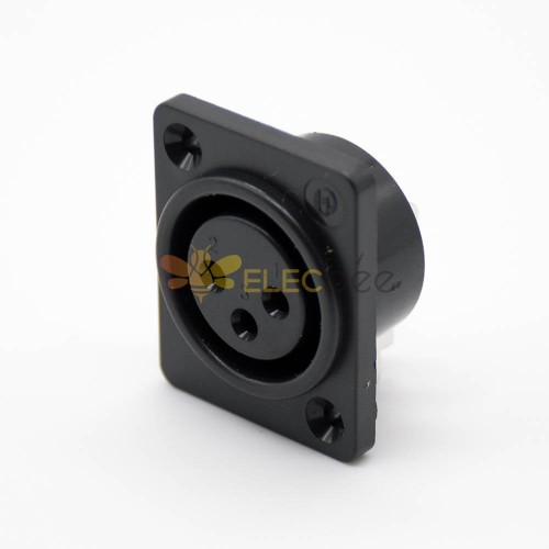 XLR麦克风插座3芯卡侬母插座插孔面板安装90度弯