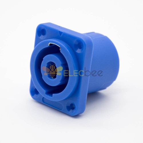 音響電源插座沖電插座藍色4孔法蘭面板安裝直式