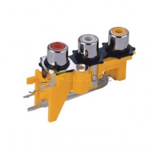 RCA Yellow Color Connector Jack for PCB Mount 90 Degree