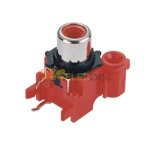 RAC Jack Connector PCB Mount CINCH Female with Red Color 90 Degree