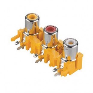 Yellow Color PCB Mount RCA Female Connector Right Angle