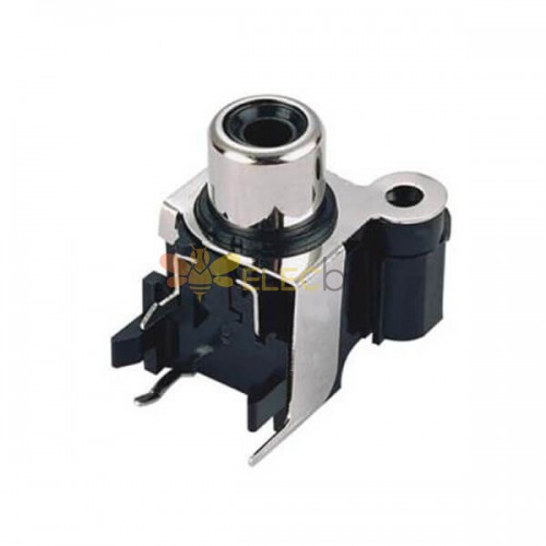 PCB Mouting RCA Coaxial Connector 90 Degree Black Female Horizontal