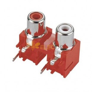 Jack PCB Mount RCA Red Color Female Socket Right Angle Connector