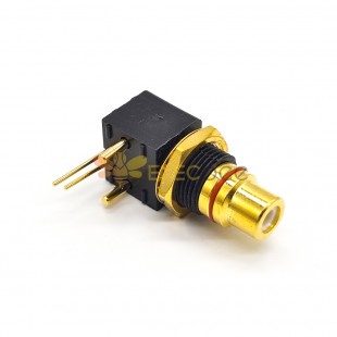 PCB Connector RCA Female Angled Gold Plated With Washer and Nuts