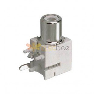 Nickel Plating RCA Connector Cinch PCB Mount Jack Socket Right Angle With White ABS Plastic