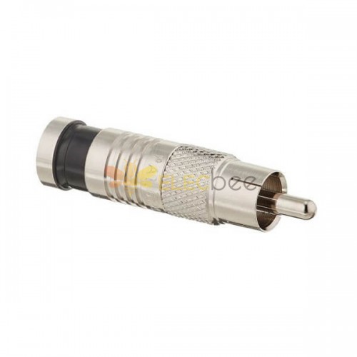 RCA Male Connector Straight Compression for RG6 Nickel