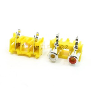 RCA Connector 90 Degree Audio Video Double RCA Female Socket Connector Jack Adapter Yellow