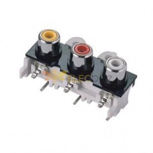 90 Degree RCA Connector Female Right Angle for PCB With Black ABS Hood Solder Type