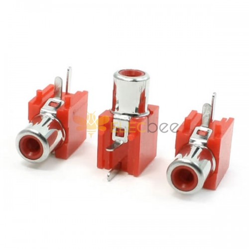 RCA Connector Female Right Angle Socket Red Nickel Plated
