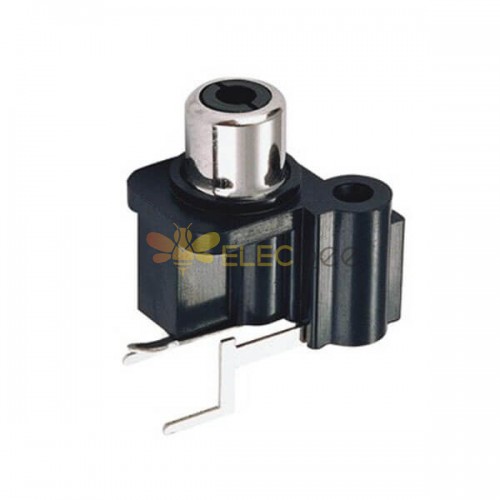 Black Panel Mount RCA Socket Female Right Angle Connector