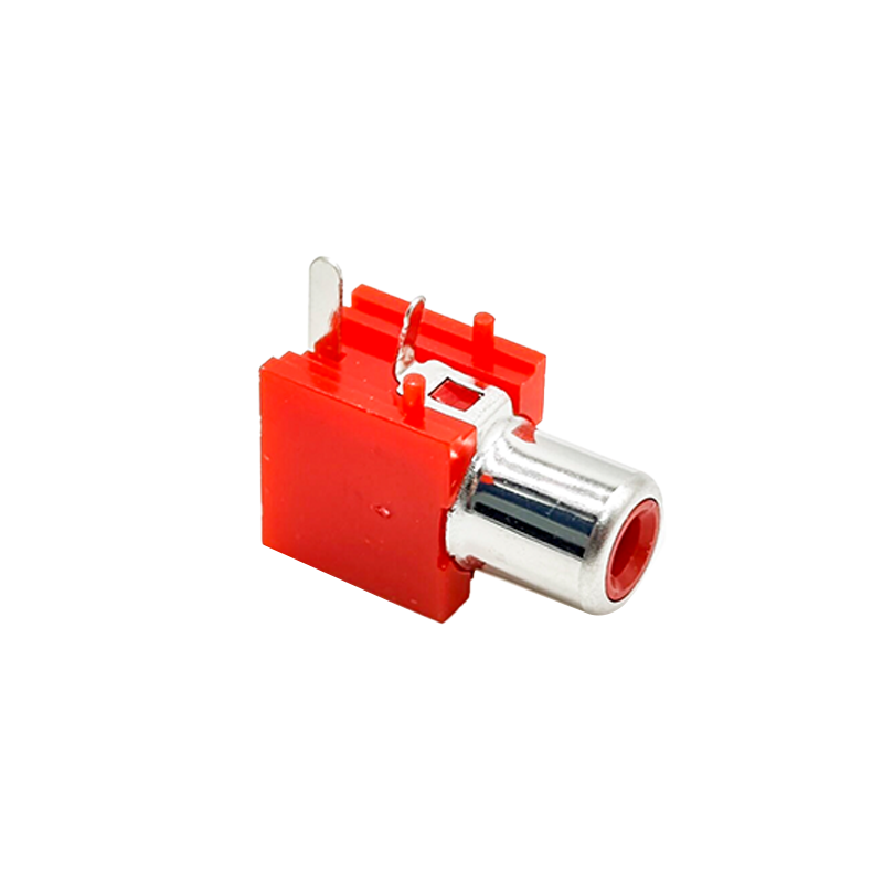 赤い色のPCBボードAVコネクタのための直角RCAメス