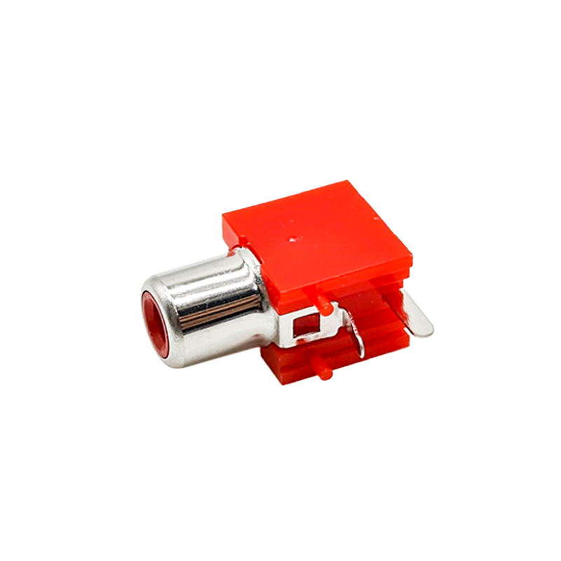 Kırmızı Renkli PCB Kurulu AV Konektörü için Dik Açılı RCA Kadın