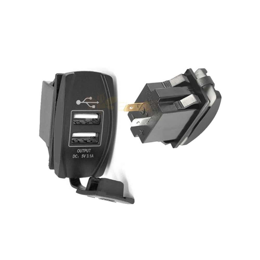 Dual USB Car Charger for Automotive and Marine Use Modified with 3.1A Switchable Charging