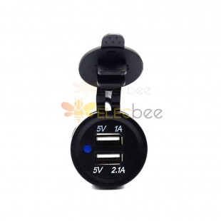 3.1A Dual USB Charger with DC Adapter Extension Cable DC12V-24V Automotive and Marine Modified Phone Charging