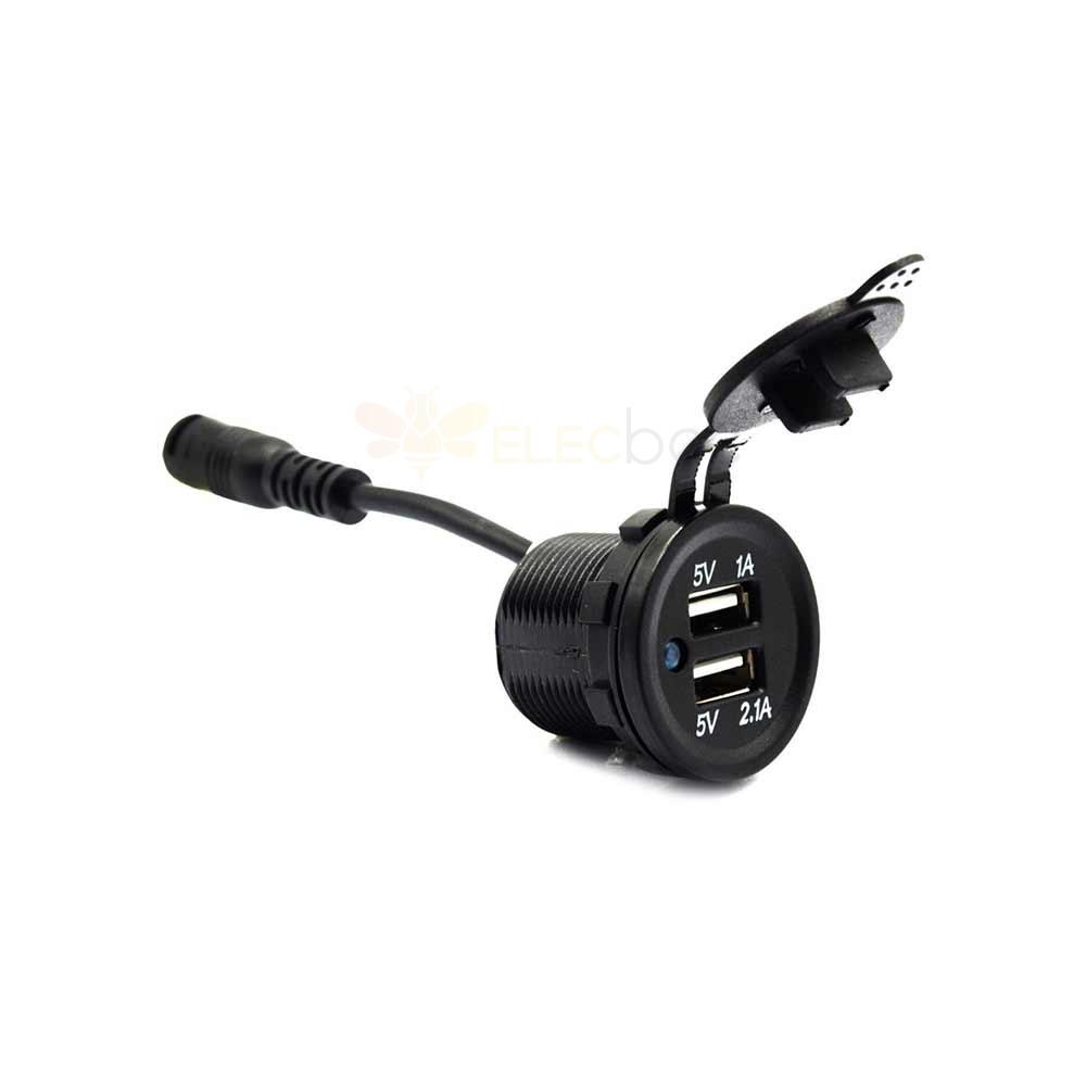 Двойное зарядное устройство USB 3,1 А с удлинительным кабелем адаптера постоянного тока DC12V-24V Автомобильная и морская модифицированная зарядка телефона