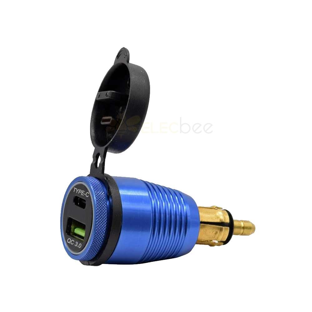 TYPE-C and QC3.0 dual fast charging ports Motorcycle modified charger designed for European standard cigarette lighter