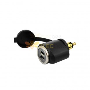 Motorcycle conversion car charger dual USB plug 3.3A short with dust cover