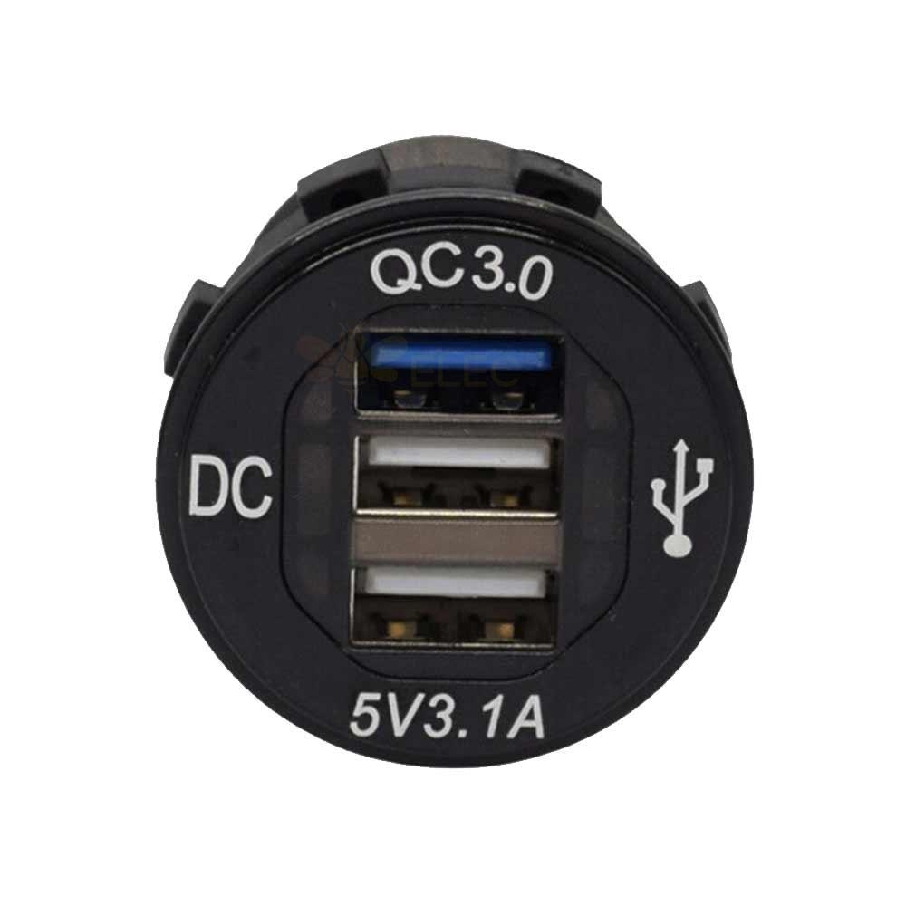자동차 보트 전기 자동차 및 오토바이용 트리플 포트 QC3.0 USB 충전기 플러그 차량용 충전기 수정됨