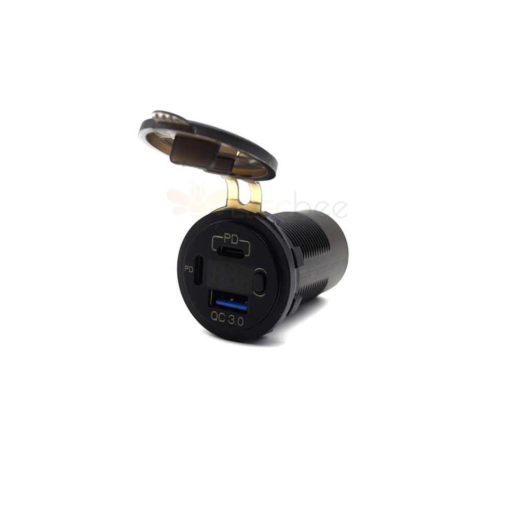 Car-mounted Phone Charger with Dual PD+QC3.0 Fast Charging Modified with Voltage Display and Switch