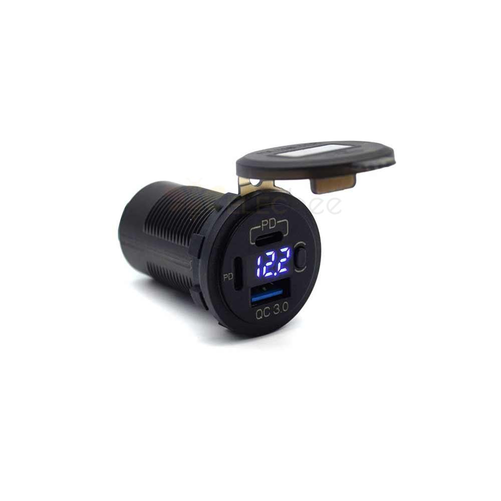 Car-mounted Phone Charger with Dual PD+QC3.0 Fast Charging Modified with Voltage Display and Switch