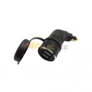 歐規車載充電器 12-24V汽車摩托供電點煙插座適用4.2A雙USB充電器
