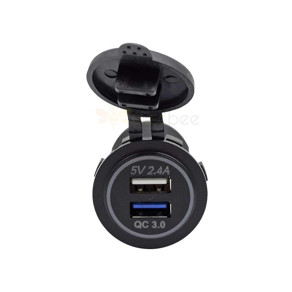 DC12-24V RV Automotive Modified Phone Quick Charge with QC3.0 Intelligent Fast Charging 2.4A Dual USB Charger Socket