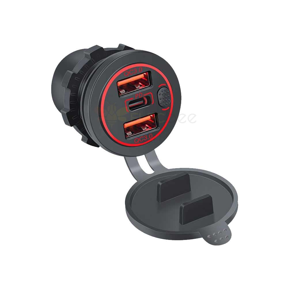 Automotive and Marine Modified USB Charger with PD+Dual QC3.0 Modified Car Charger with Switch
