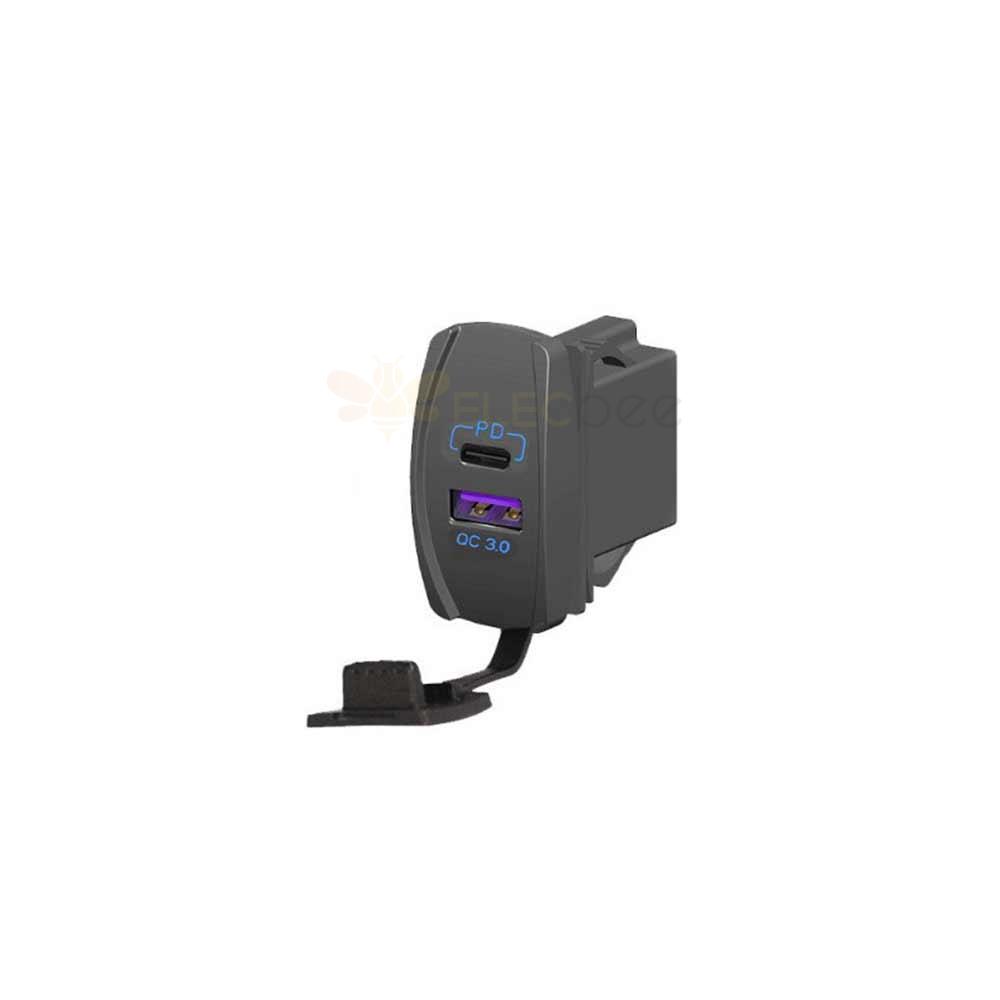 Automotive RV Yacht Modified Boat-Type Switch Dual USB Charger with QC3.0+PD Fast Charging Boat-Shaped USB Car Charger