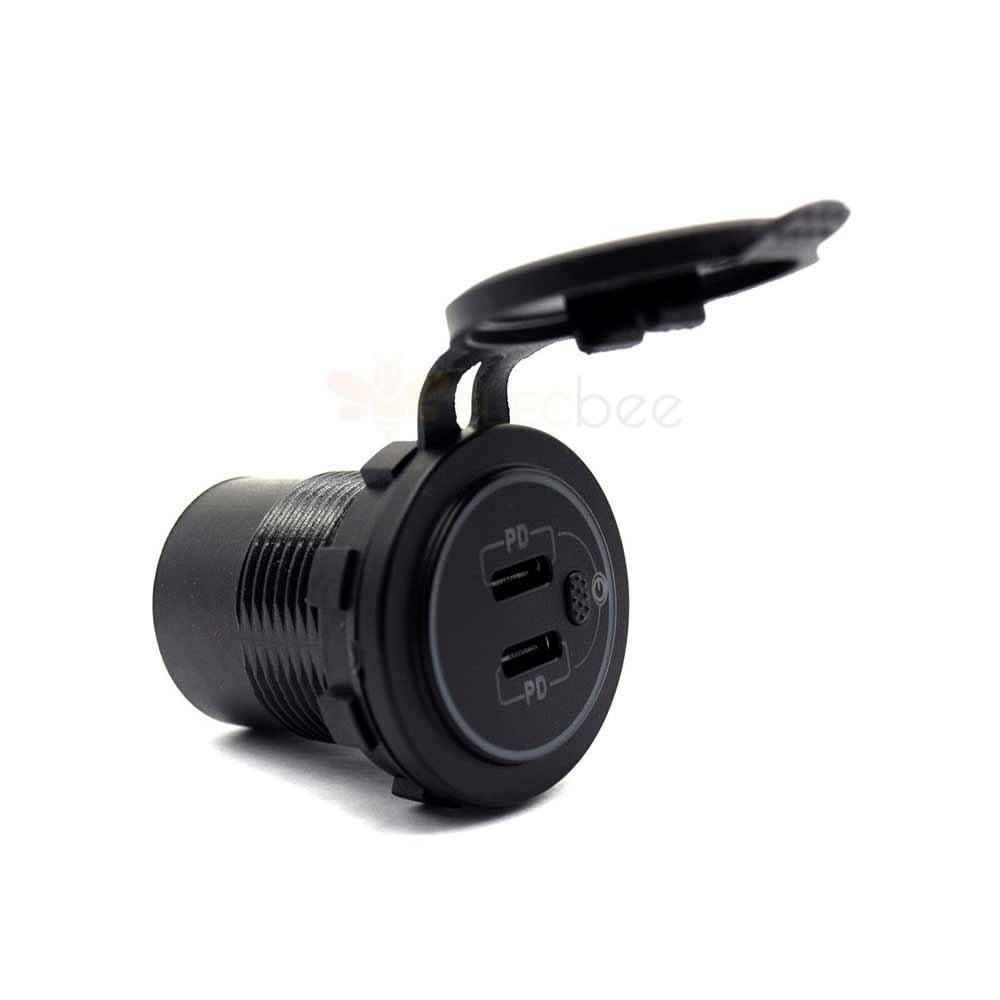 Automotive RV Yacht Modified Fast Charging Dual PD 20W Power Plug Phone and Electronic Device Charger with Switch