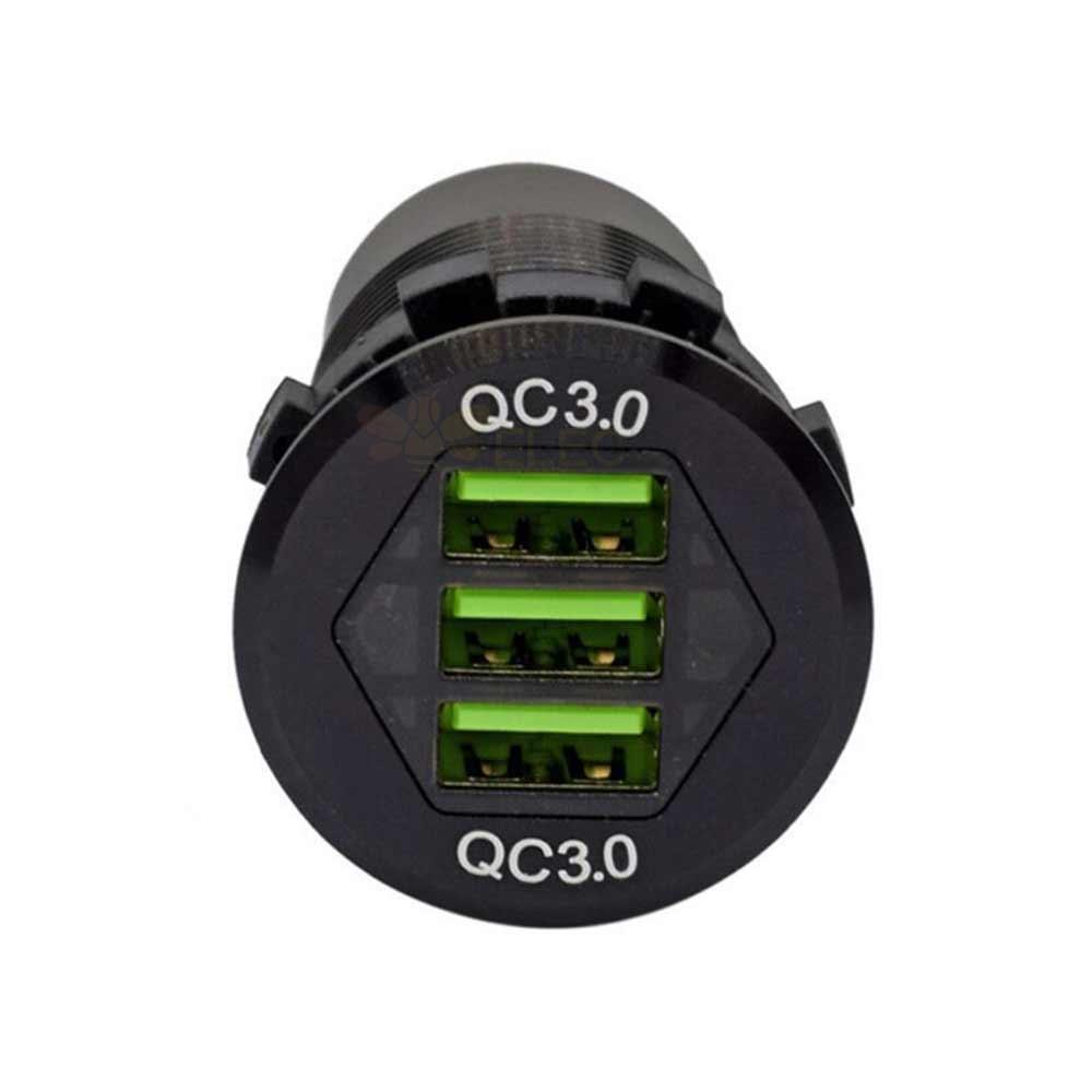 24V Triple Port QC3.0+PD Flash Charging Plug Automotive and Marine Modified Fast Charging Socket