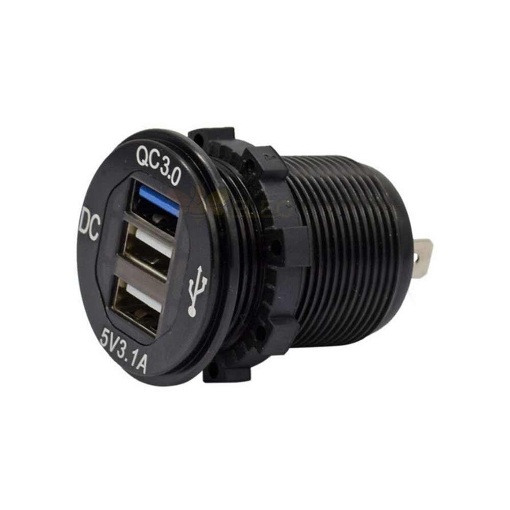 24V Triple Port QC3.0+PD Flash Charging Plug Automotive and Marine Modified Fast Charging Socket