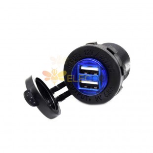 Design presa accendisigari con doppia luce blu USB da 4,8 A, caricatore per auto modificato per auto
