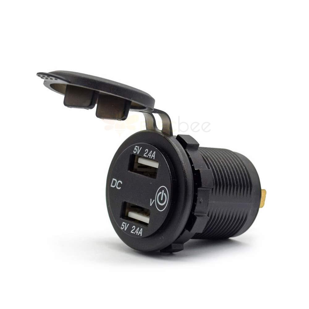 Automotive Motorcycle Electric Equipment Modified Universal Touch Switch 4.8A Dual USB Charger with Voltage Detection Display