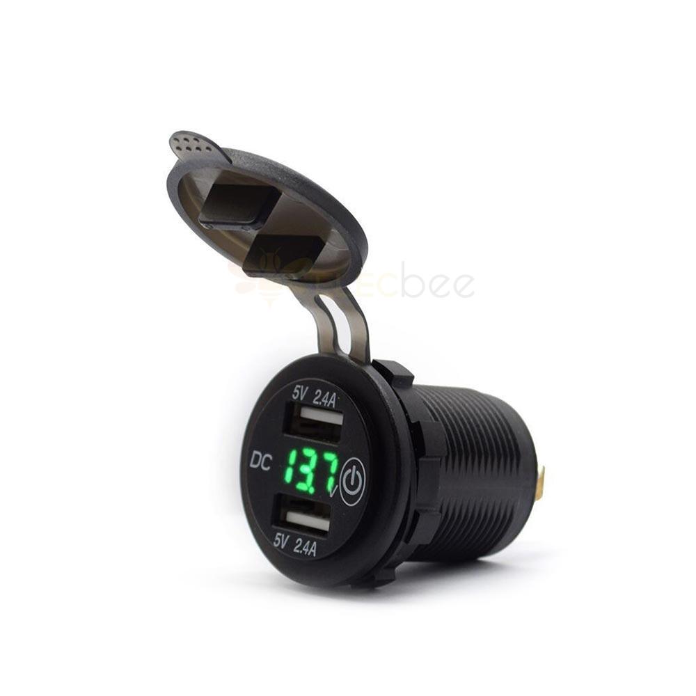 Automotive Motorcycle Electric Equipment Modified Universal Touch Switch 4.8A Dual USB Charger with Voltage Detection Display
