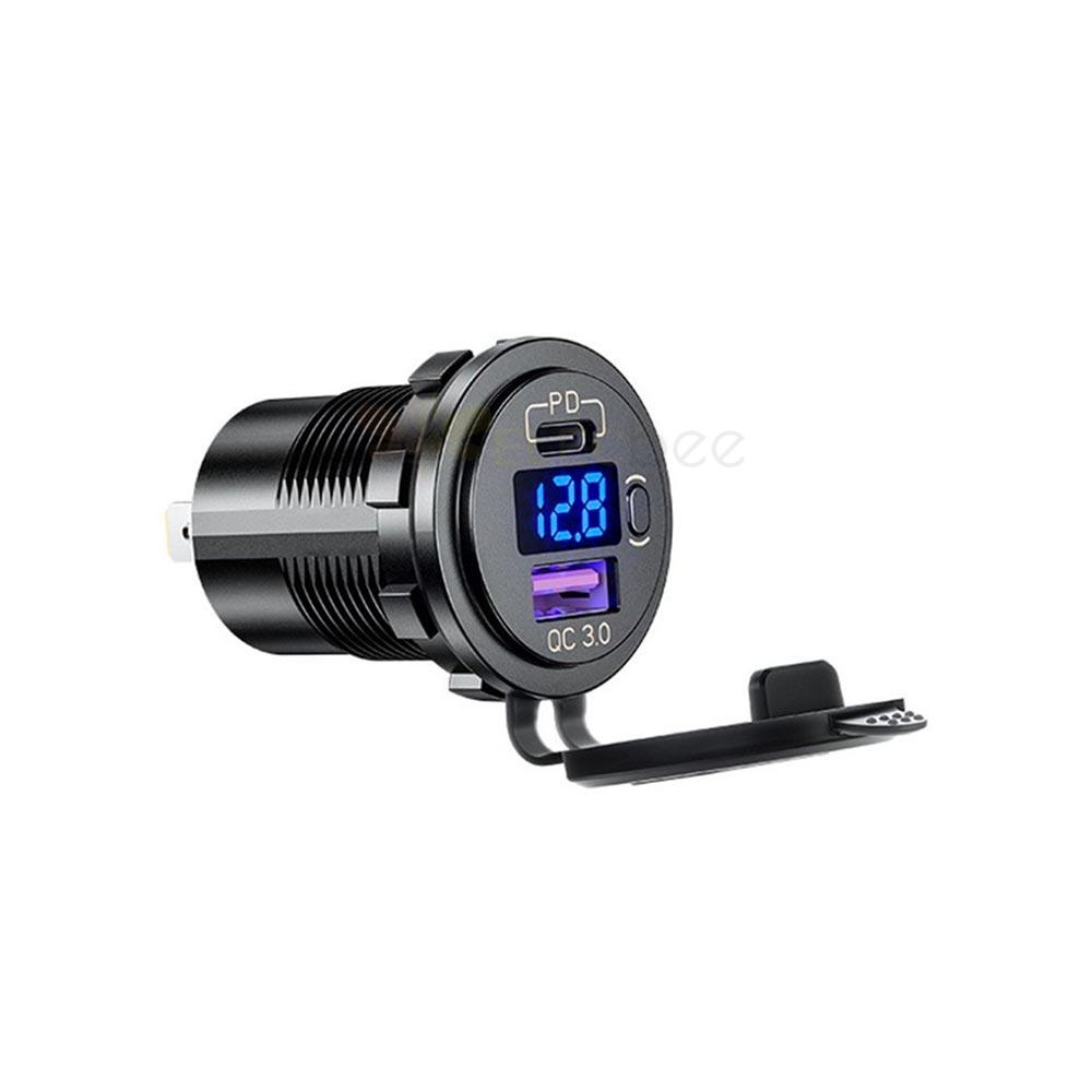 Phone Charger with PD QC3.0 Modified Car Charger Equipped with Voltage Display and Switch Charger