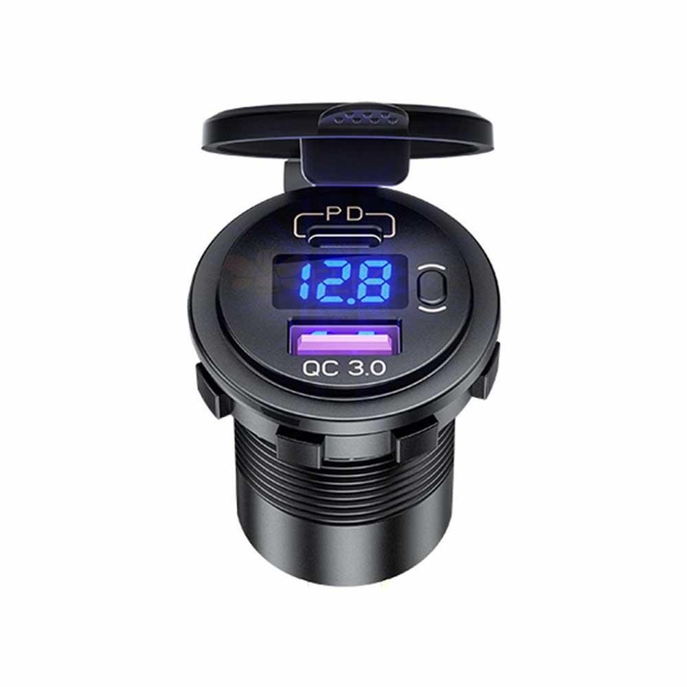 Phone Charger with PD QC3.0 Modified Car Charger Equipped with Voltage Display and Switch Charger