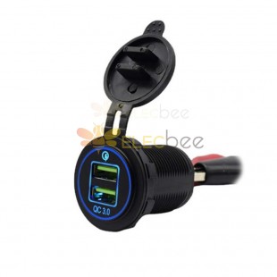 RV Modified Dual QC3.0 USB Fast Charging Charger with Blue Light Input 12/24V Output 5V