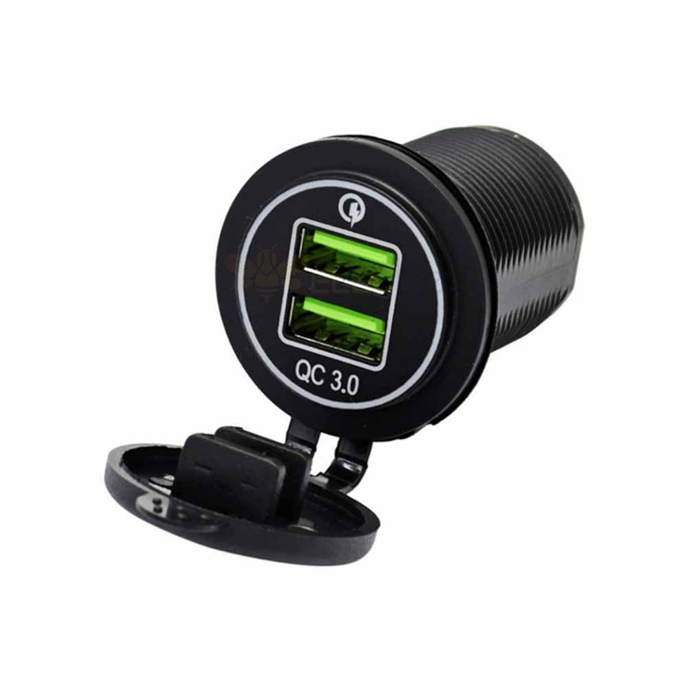 RV Modified Dual QC3.0 USB Fast Charging Charger with Blue Light Input 12/24V Output 5V