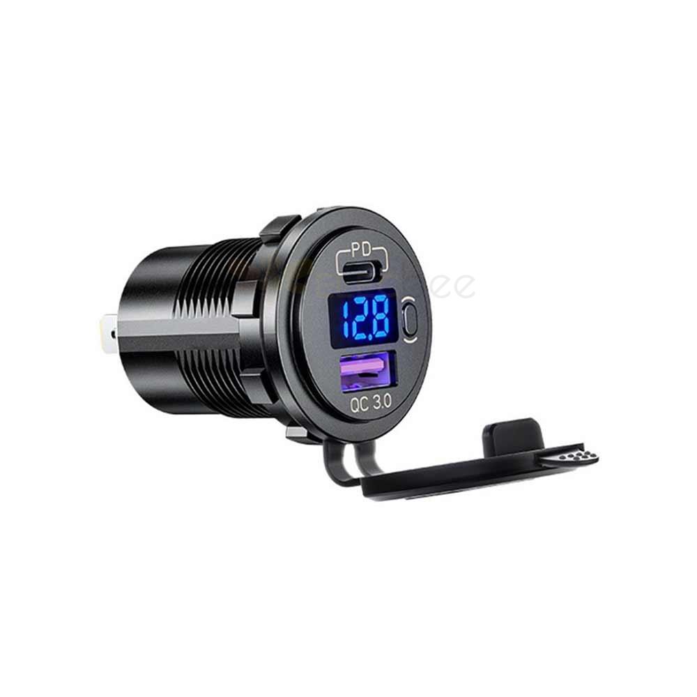 Modified In-car Charger with PD+QC3.0 Fast Charging TYPE-C Charger and Voltage Switch